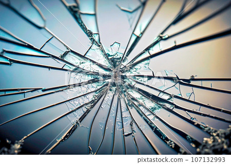 Glass broken into a spider web AI generated image Glass broken into a spider web AI generated image 107132993