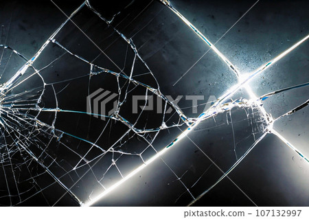 玻璃破碎成蜘蛛網 AI 生成影像 107132997