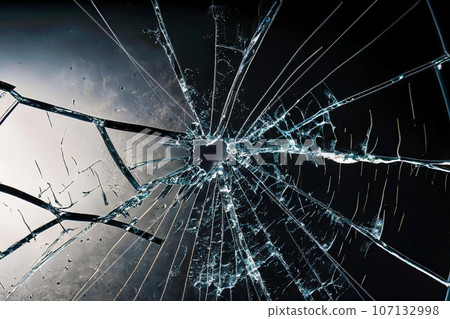 Glass broken into a spider web AI generated image Glass broken into a spider web AI generated image 107132998