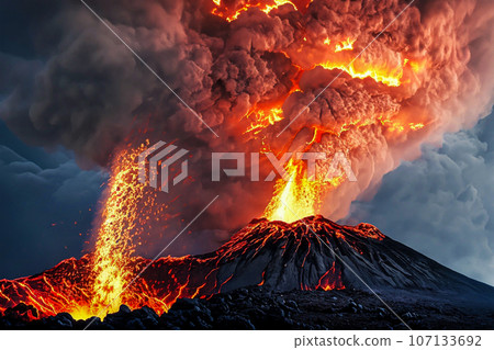 噴發的火山 AI 生成影像 噴發的火山 AI 生成影像 107133692