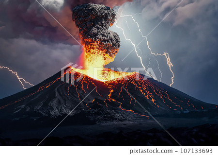 噴發的火山 AI 生成影像 噴發的火山 AI 生成影像 107133693