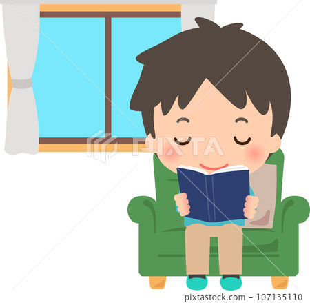 man sitting on sofa reading man sitting on sofa reading 107135110