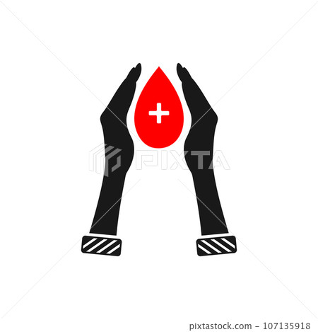 Blood Donation Icon. With Hand and Water Drop Symbols. Editable Flat Vector Illustration. Blood Donation Icon. With Hand and Water Drop Symbols. Editable Flat Vector Illustration. 107135918