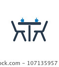 Business Meeting Place Icon. With Table, Chair and Coffee Mug Symbols. Editable Flat Vector Illustration. 107135957