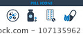 Medical Pill Icon Set. Editable Flat Vector Illustration. 107135962