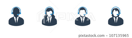 Customer Support Agent Icon Set. Editable Flat Vector Illustration. 107135965