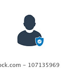 Account Security Icon. With Man and Shield Symbols. Editable Flat Vector Illustration. 107135969