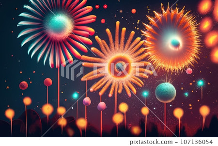 Abstract colored firework background Abstract colored firework background 107136054