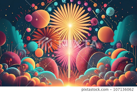 Abstract colored firework background 107136062