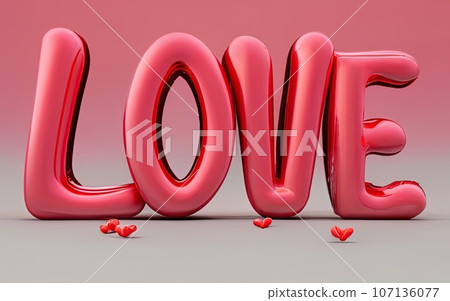 Love text with red heart Love text with red heart 107136077