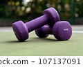 close-up. dumbbells 107137091