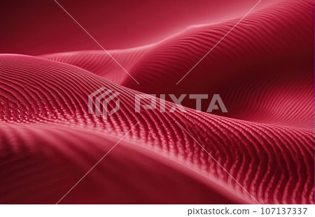 Three dimensional render textile of red wavy pattern 107137337