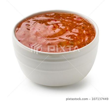 bowl of sweet chili sauce bowl of sweet chili sauce 107137449