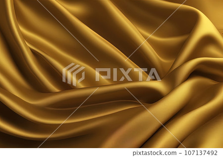Three dimensional render textile of golden yellow wavy pattern. Three dimensional render textile of golden yellow wavy pattern. 107137492