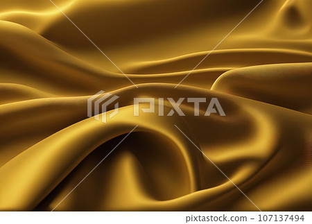 Three dimensional render textile of golden yellow wavy pattern. Three dimensional render textile of golden yellow wavy pattern. 107137494