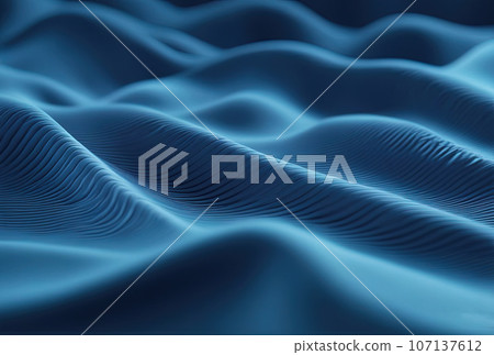 Three dimensional render textile of blue wavy pattern 107137612