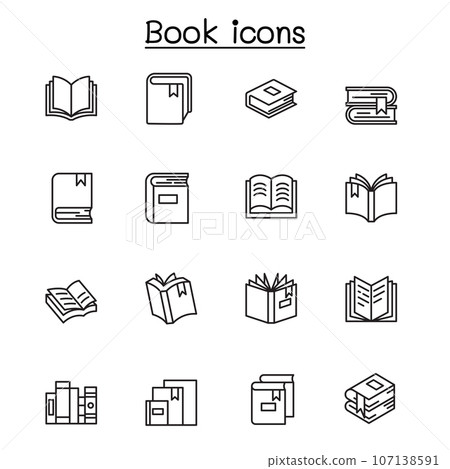 Book icon set in thin line style.editable line,editable stroke 107138591
