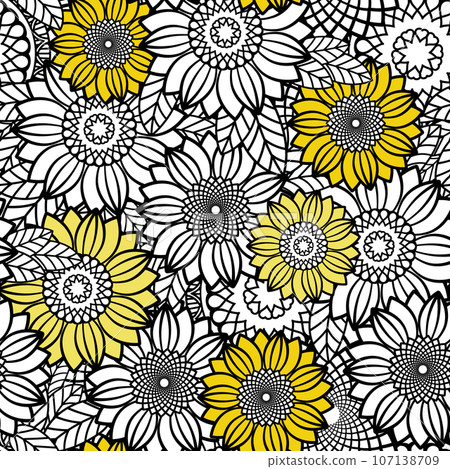 Sunflowers Seamless Pattern Background Sunflowers Seamless Pattern Background 107138709