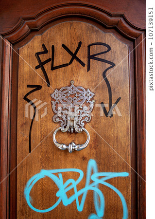 Vandalism on a classic style house Vandalism on a classic style house 107139151
