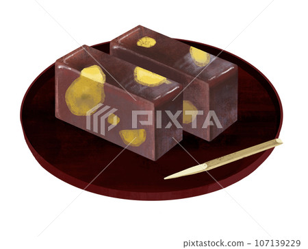 日本甜點、栗子羊羹、栗子羊羹的插圖 日本甜點、栗子羊羹、栗子羊羹的插圖 107139229