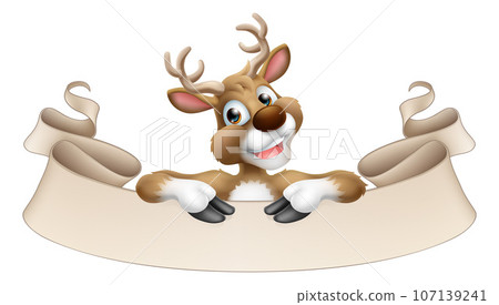 Santa Claus Father Christmas Reindeer Scroll Sign 107139241