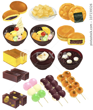 Japanese sweets illustration set 2 107139326