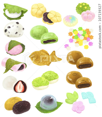 Japanese sweets illustration set 1 Japanese sweets illustration set 1 107139327