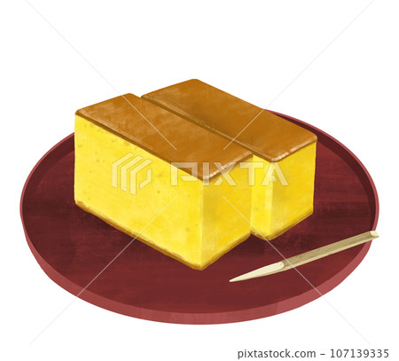 Illustration of Japanese sweets Castella Illustration of Japanese sweets Castella 107139335