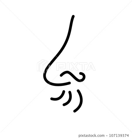 Icon of human nose sniffing. vector. Icon of human nose sniffing. vector. 107139374