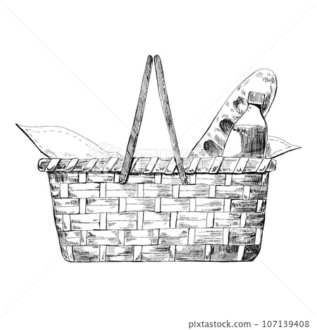 籃子的古董素描 籃子的古董素描 107139408