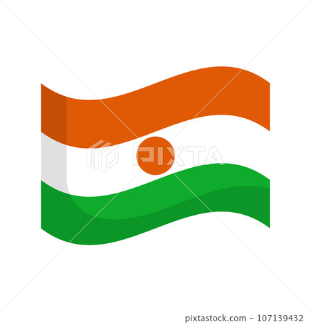 Waving Niger flag icon. vector. Waving Niger flag icon. vector. 107139432