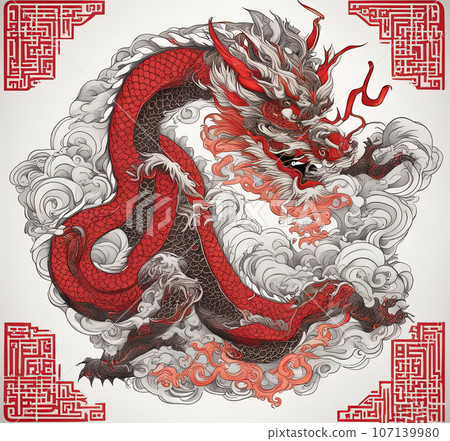 japanese dragon zodiac illustration japanese dragon zodiac illustration 107139980