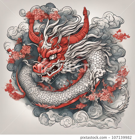 japanese dragon zodiac illustration japanese dragon zodiac illustration 107139982