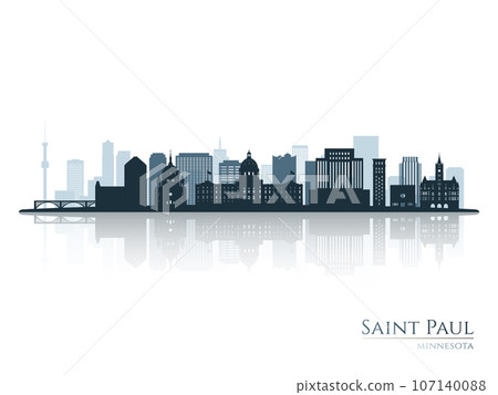 Saint Paul skyline silhouette with reflection.  107140088