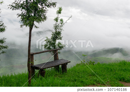 Natural mountain view on Doi Chang, Chiang Rai Province, Thailand 107140186