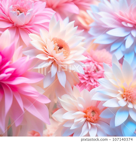 Pink and lilac flowers background. Digital generated design with flower paint brush line art. Pink and lilac flowers background. Digital generated design with flower paint brush line art. 107140374