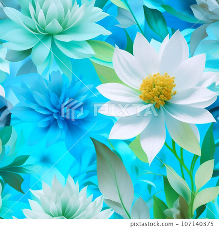 Soft blue flowers background. Digital generated design with flower paint brush line art. Soft blue flowers background. Digital generated design with flower paint brush line art. 107140375