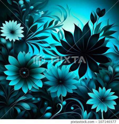 Blue and black watercolor flower Illustration. Blue and black watercolor flower Illustration. 107140377