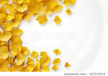 泛黃的銀杏葉框架（3D） 107141055