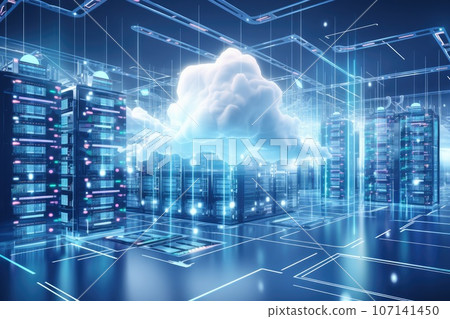 Data center and Server room. Technology background. Generative AI 107141450