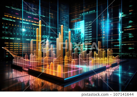 Financial stock market on screen. strategy analysis or trade concept. Generative AI 107141644