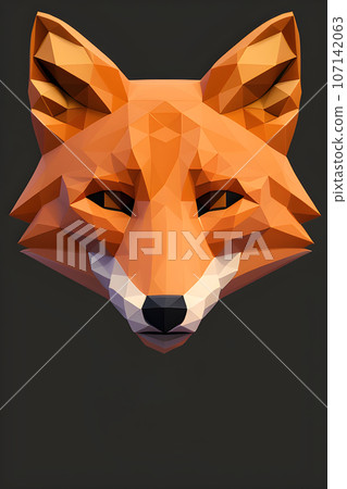 fox head logo in a simple vector style with low poly color shading and simple geometric fox head logo in a simple vector style with low poly color shading and simple geometric 107142063