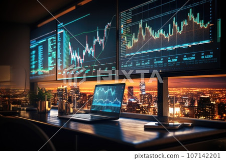Financial stock market on screen. strategy analysis or trade concept. Generative AI Financial stock market on screen. strategy analysis or trade concept. Generative AI 107142201