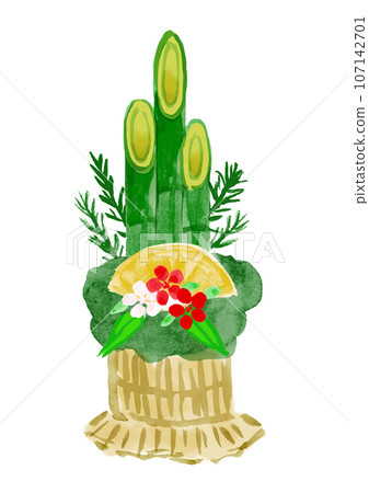 Kadomatsu Japanese style hand-drawn illustration material Kadomatsu Japanese style hand-drawn illustration material 107142701