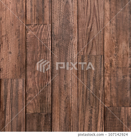 Square background image of brown rough sawn plank wall Square background image of brown rough sawn plank wall 107142924