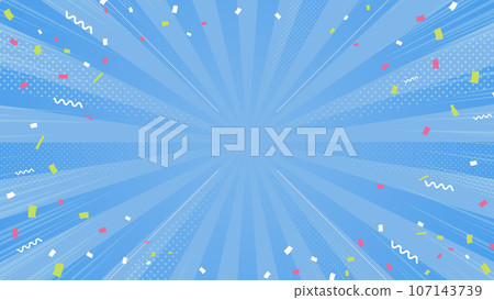 Simple blue concentrated line background illustration material with dancing confetti 107143739