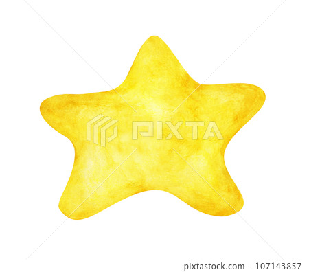 Watercolor painting of yellow star. Watercolor painting of yellow star. 107143857