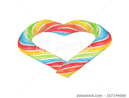 Heart made from Rainbow. Watercolor illustration. Heart made from Rainbow. Watercolor illustration. 107144060
