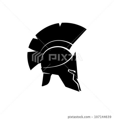 Silhouette Roman or Greek helmet Silhouette Roman or Greek helmet 107144639