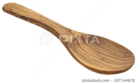 Wooden spoon isolated on white background, full depth of field 107144678